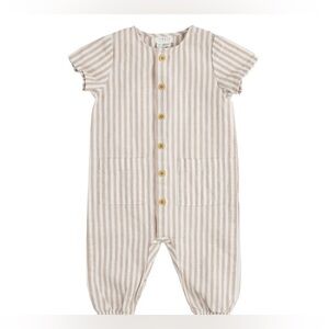 Firsts by Petit Lem Romper Taupe Hatch Playsuit NWT Size 12 months